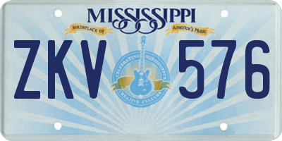 MS license plate ZKV576