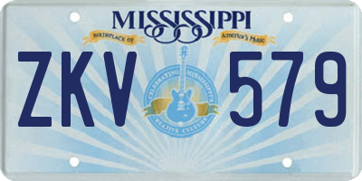 MS license plate ZKV579