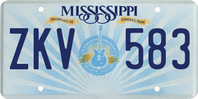 MS license plate ZKV583