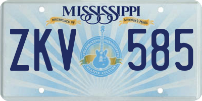 MS license plate ZKV585