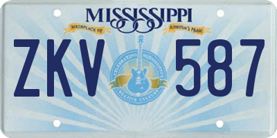 MS license plate ZKV587