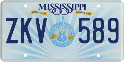 MS license plate ZKV589