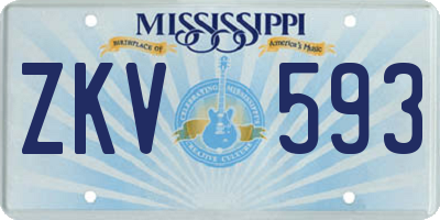 MS license plate ZKV593