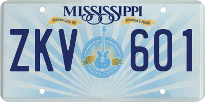 MS license plate ZKV601
