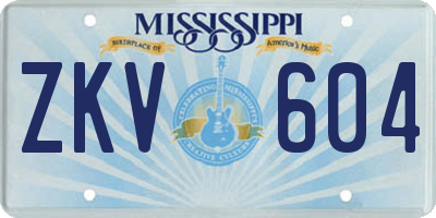 MS license plate ZKV604
