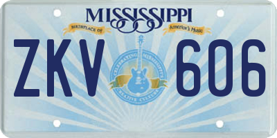 MS license plate ZKV606