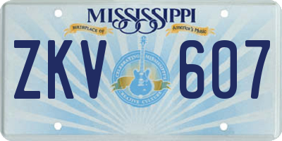 MS license plate ZKV607