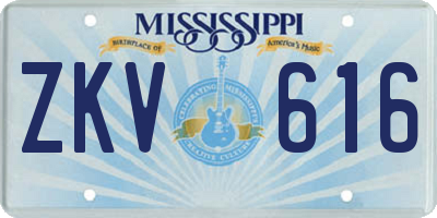 MS license plate ZKV616