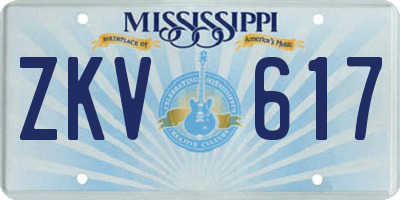 MS license plate ZKV617