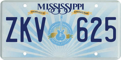 MS license plate ZKV625
