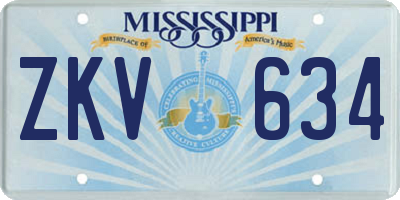MS license plate ZKV634