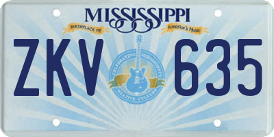 MS license plate ZKV635