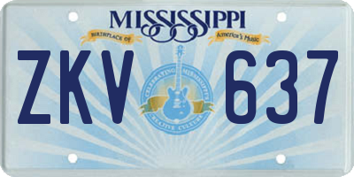 MS license plate ZKV637