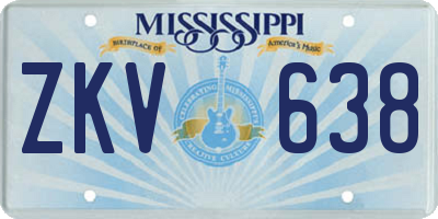 MS license plate ZKV638
