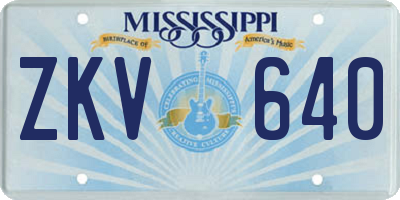 MS license plate ZKV640
