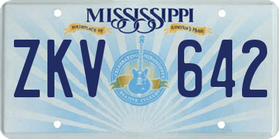 MS license plate ZKV642