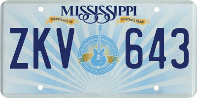 MS license plate ZKV643