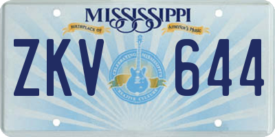 MS license plate ZKV644