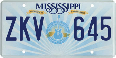 MS license plate ZKV645