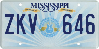 MS license plate ZKV646