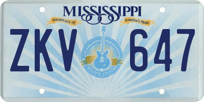 MS license plate ZKV647