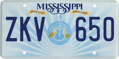 MS license plate ZKV650