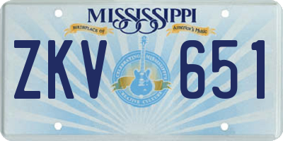 MS license plate ZKV651