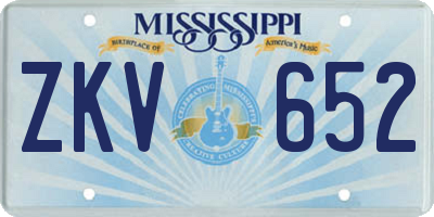MS license plate ZKV652