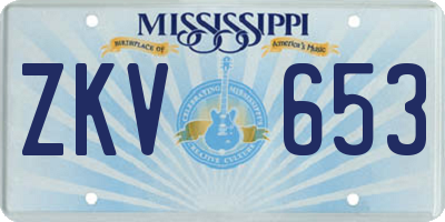 MS license plate ZKV653