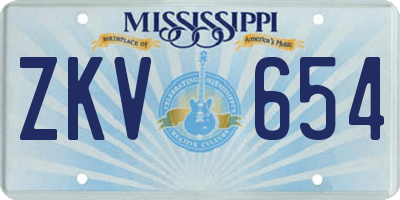 MS license plate ZKV654