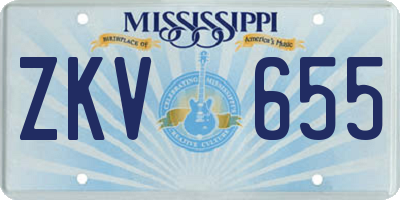 MS license plate ZKV655
