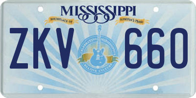 MS license plate ZKV660