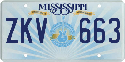 MS license plate ZKV663