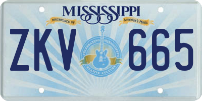 MS license plate ZKV665