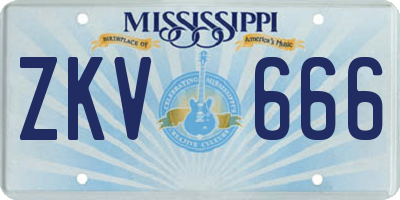 MS license plate ZKV666