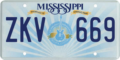 MS license plate ZKV669