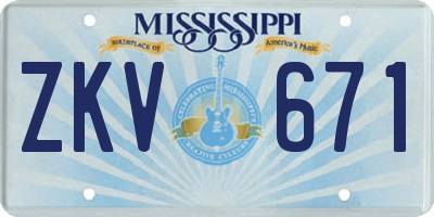 MS license plate ZKV671