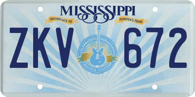 MS license plate ZKV672