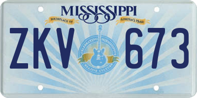 MS license plate ZKV673