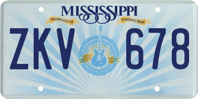 MS license plate ZKV678