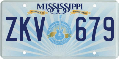 MS license plate ZKV679