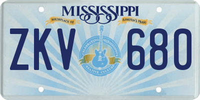 MS license plate ZKV680