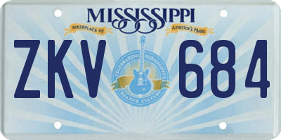 MS license plate ZKV684