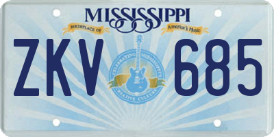 MS license plate ZKV685
