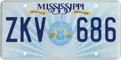 MS license plate ZKV686