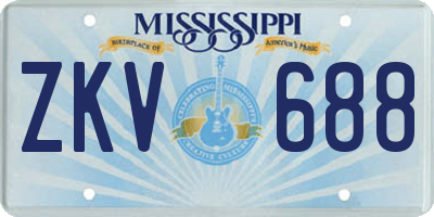 MS license plate ZKV688