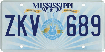 MS license plate ZKV689