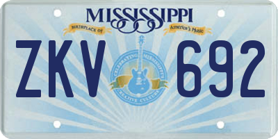 MS license plate ZKV692