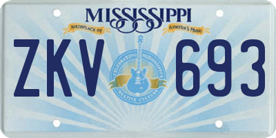 MS license plate ZKV693