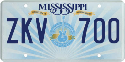 MS license plate ZKV700